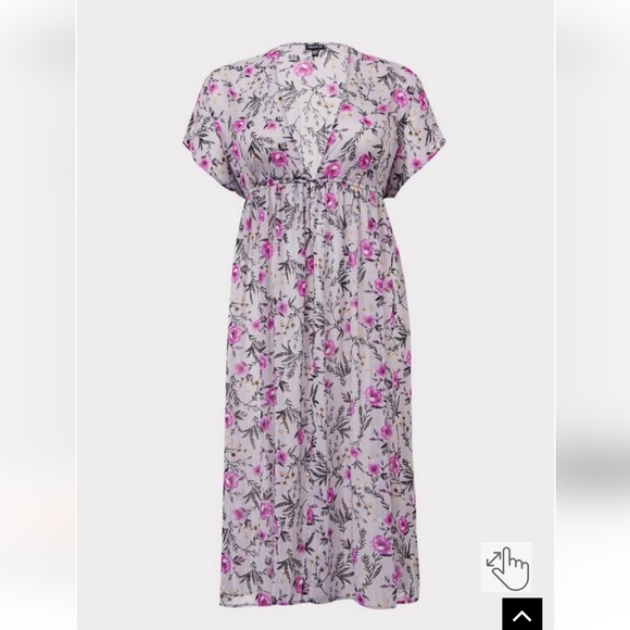 Torrid Grey Floral Lurex Duster Kimono - Picture 4 of 12